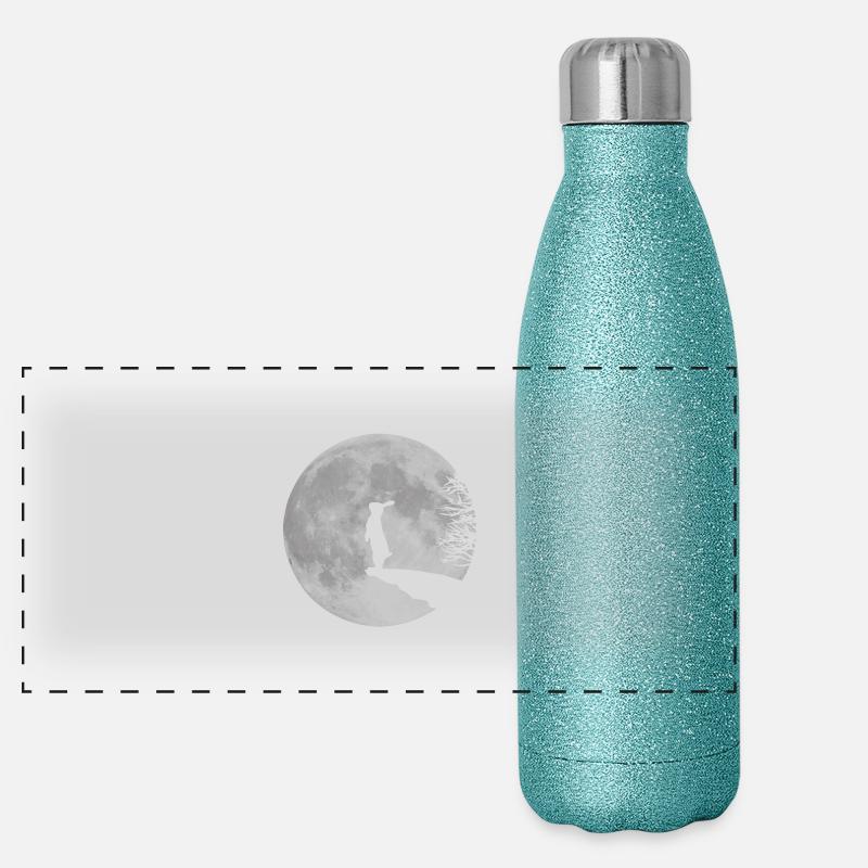 Wolfinchen rabbit bunny bunnies hare jackass moon Panoramic Glitter Thermal Bottle 500 ml