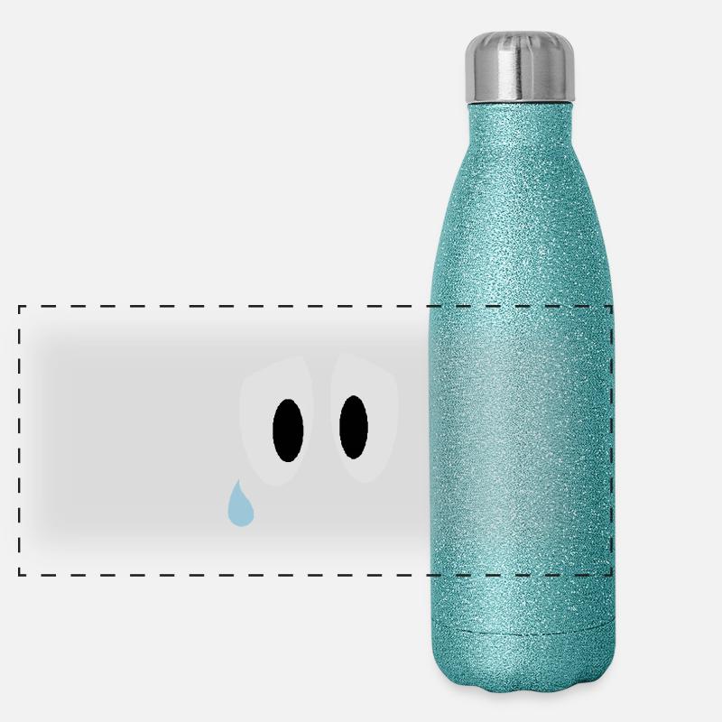 Smiley Augen Traurig Panorama Glitzer Isolierflasche 500 ml