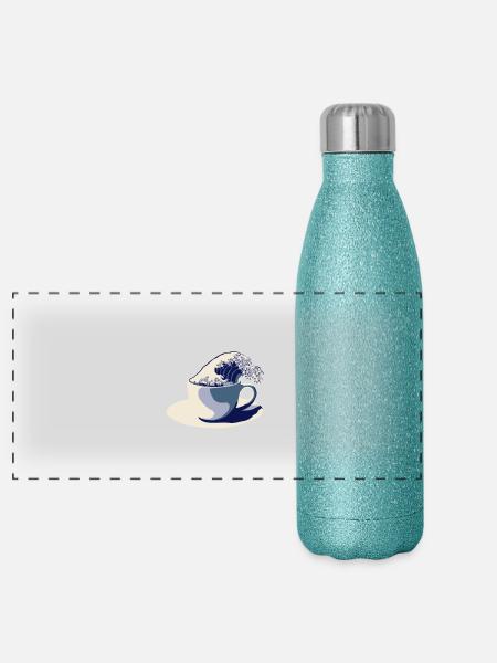 Coffee Wave - Panorama Glitzer Isolierflasche 500 ml - Blau Glitzer - Vorne