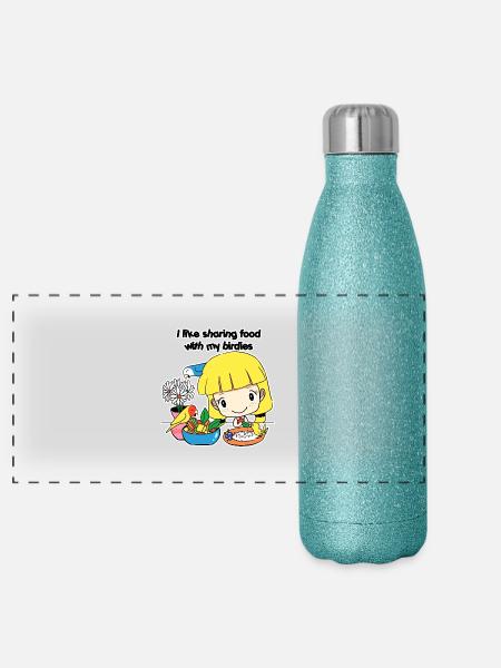 Sharing food - Panoramic Glitter Thermal Bottle 500 ml - blue glitter - Front