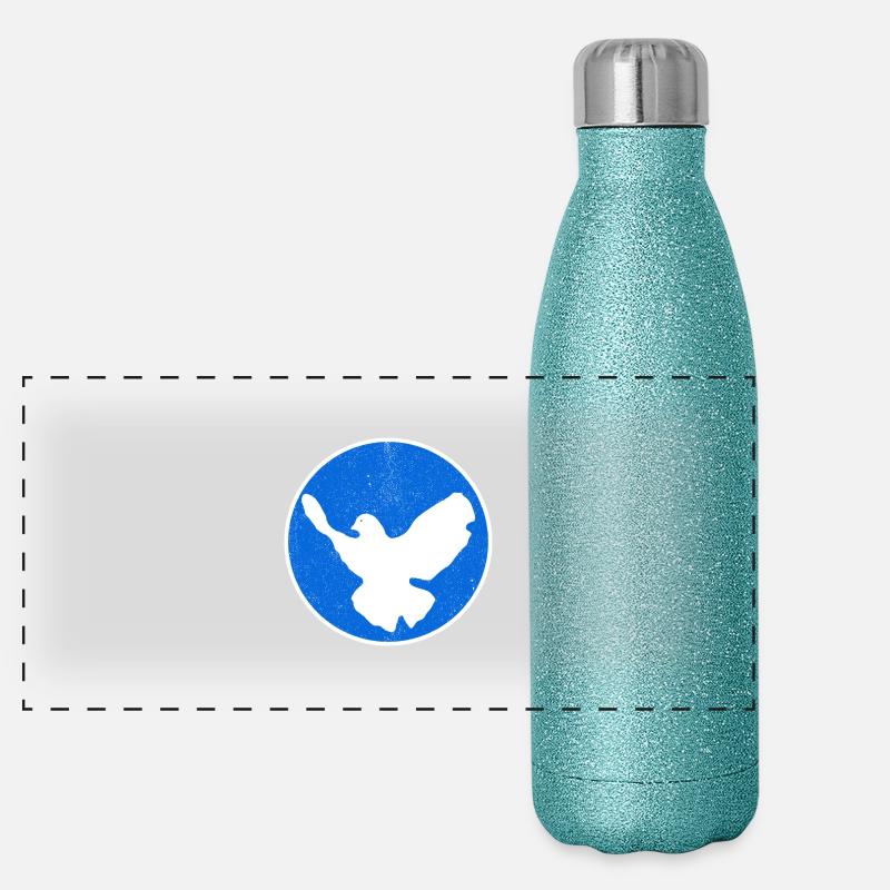 Dove of Peace - blue Panorama Glitzer Isolierflasche 500 ml