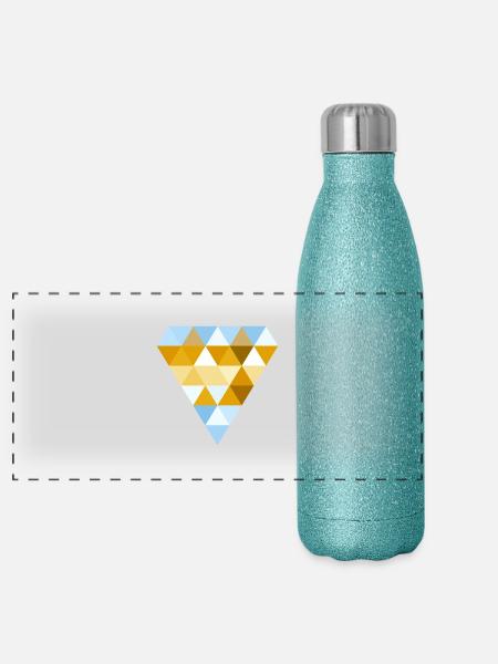 Caramel Diamond - Panorama Glitzer Isolierflasche 500 ml - Blau Glitzer - Vorne