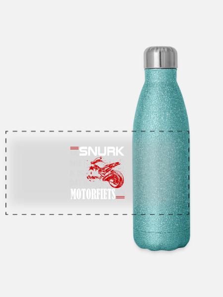 Motorrijders - Panorama Glitzer Isolierflasche 500 ml - Blau Glitzer - Vorne