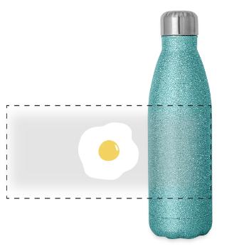 egg fried - Panoramic Glitter Thermal Bottle 500 ml - blue glitter - Front