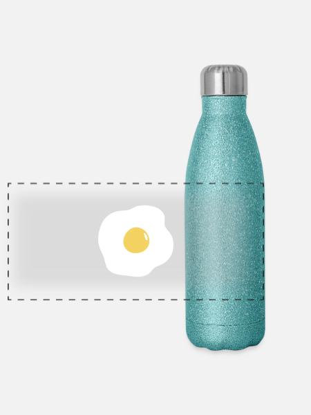 egg fried - Panoramic Glitter Thermal Bottle 500 ml - blue glitter - Front