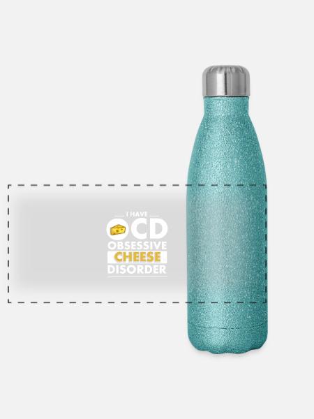 Käse Störung - Panorama Glitzer Isolierflasche 500 ml - Blau Glitzer - Vorne