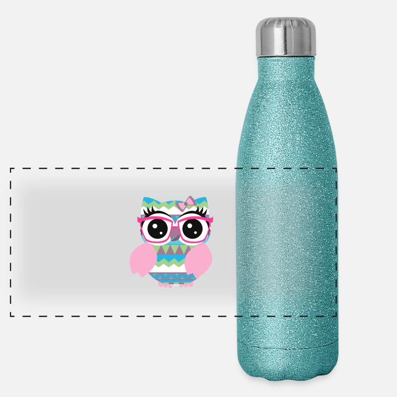 Owl Ethno Panoramic Glitter Thermal Bottle 500 ml
