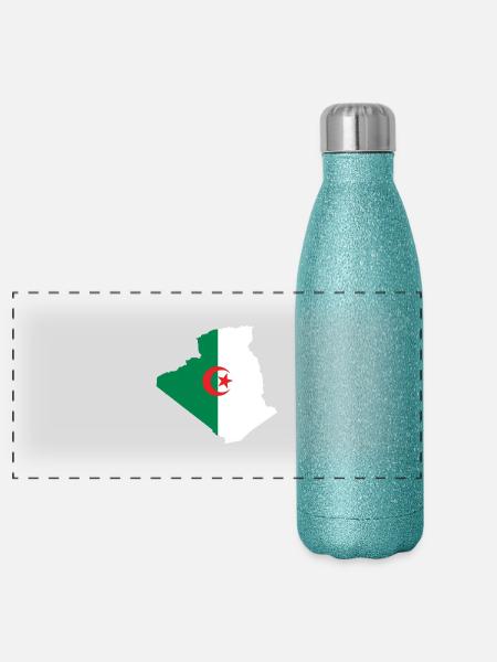 Algeria - Panoramic Glitter Thermal Bottle 500 ml - blue glitter - Front