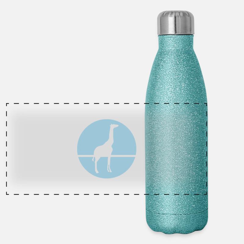 Giraffe - Panoramic Glitter Thermal Bottle 500 ml - blue glitter