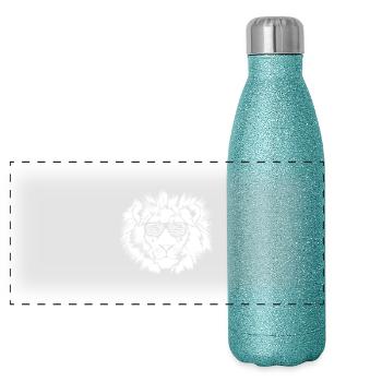 Funky Lion Darks - Gourde isotherme panoramique pailletée 500 ml - paillettes bleues - Devant