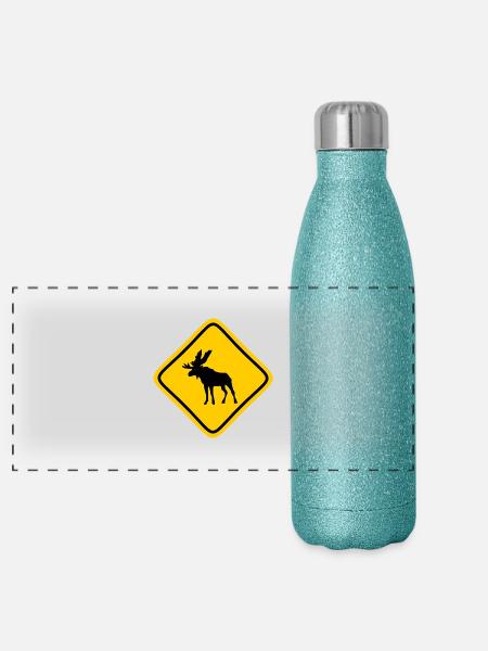 Caribou - Panorama Glitzer Isolierflasche 500 ml - Blau Glitzer - Vorne