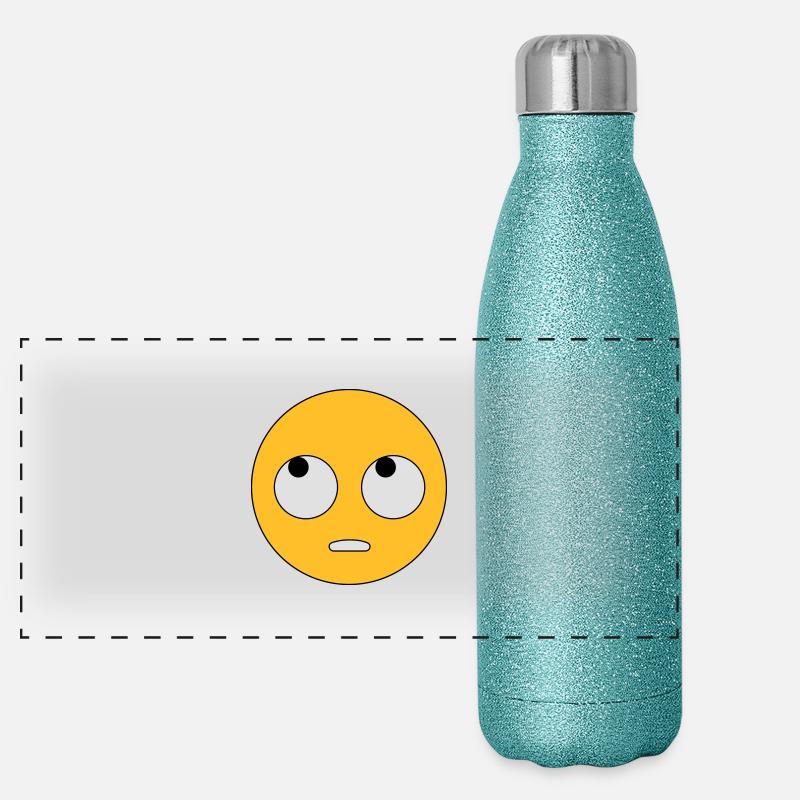 Emoji dein Ernst - Der Augenroller Panorama Glitzer Isolierflasche 500 ml
