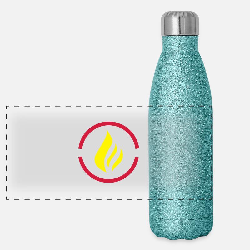 Flammenlogo Panorama Glitzer Isolierflasche 500 ml