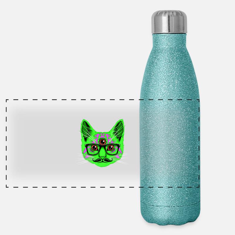 Voyage Cat - Gourde isotherme panoramique pailletée 500 ml - paillettes bleues