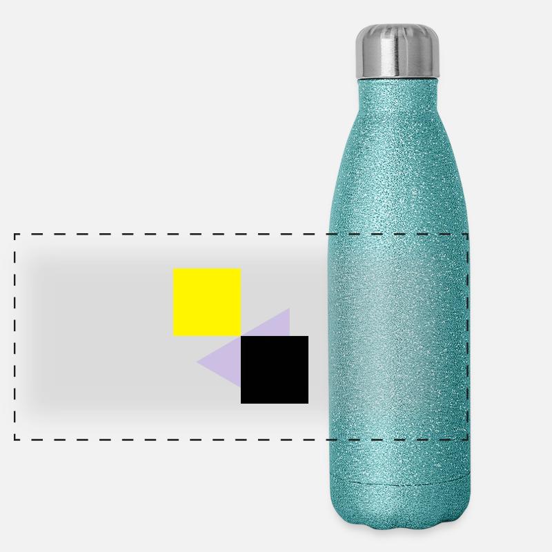 Abstrakte Quadrate Panorama Glitzer Isolierflasche 500 ml