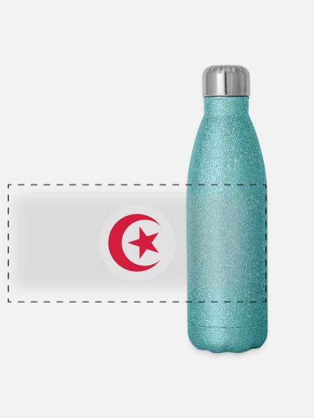 Tunesien - Panorama Glitzer Isolierflasche 500 ml - Blau Glitzer