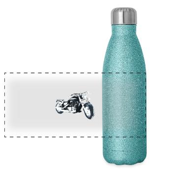 motard - Gourde isotherme panoramique pailletée 500 ml - paillettes bleues - Devant