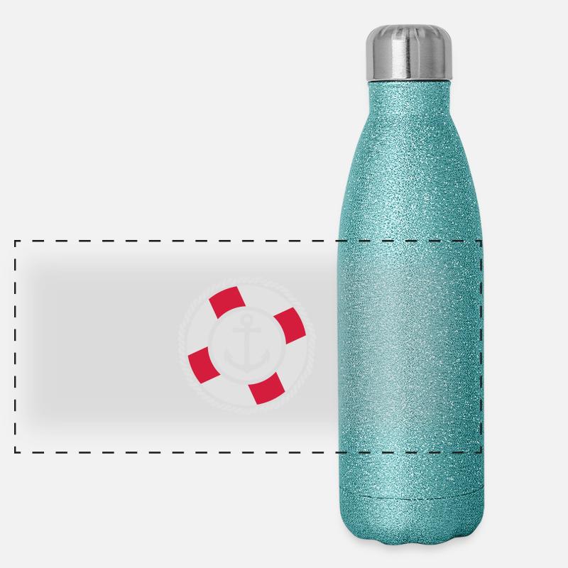Rettungsring Anker Panorama Glitzer Isolierflasche 500 ml