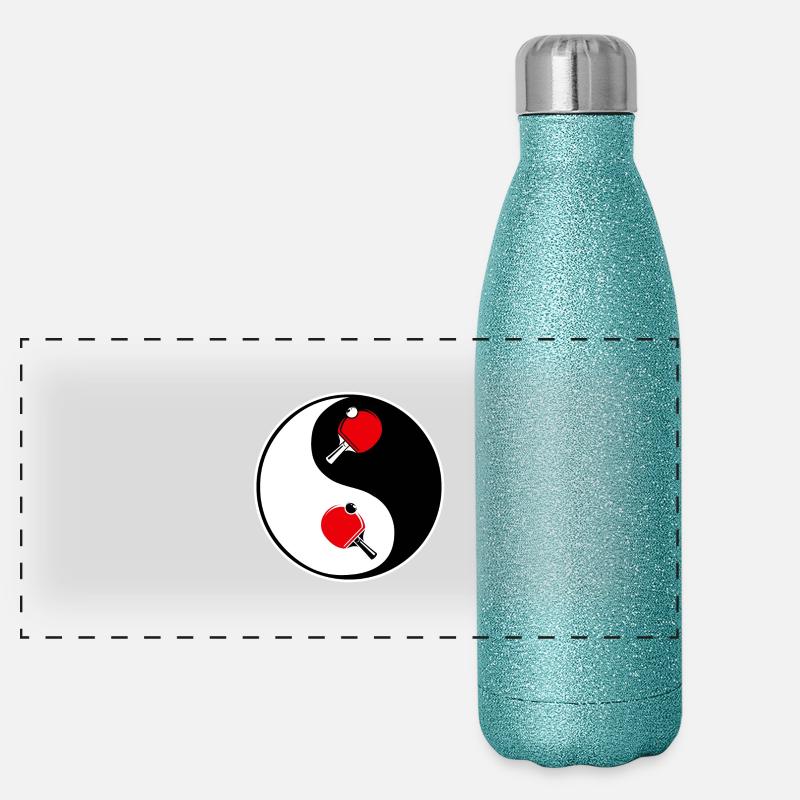 ping pong, yin yang team Panorama Glitzer Isolierflasche 500 ml