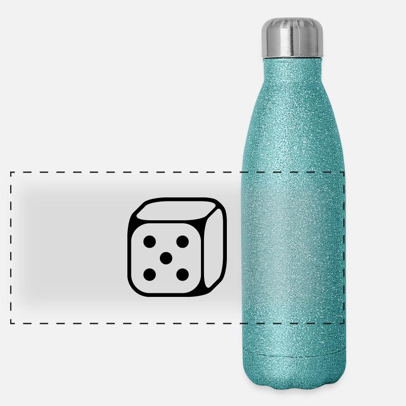 5er Würfel (Fünf / 1C) Panorama Glitzer Isolierflasche 500 ml