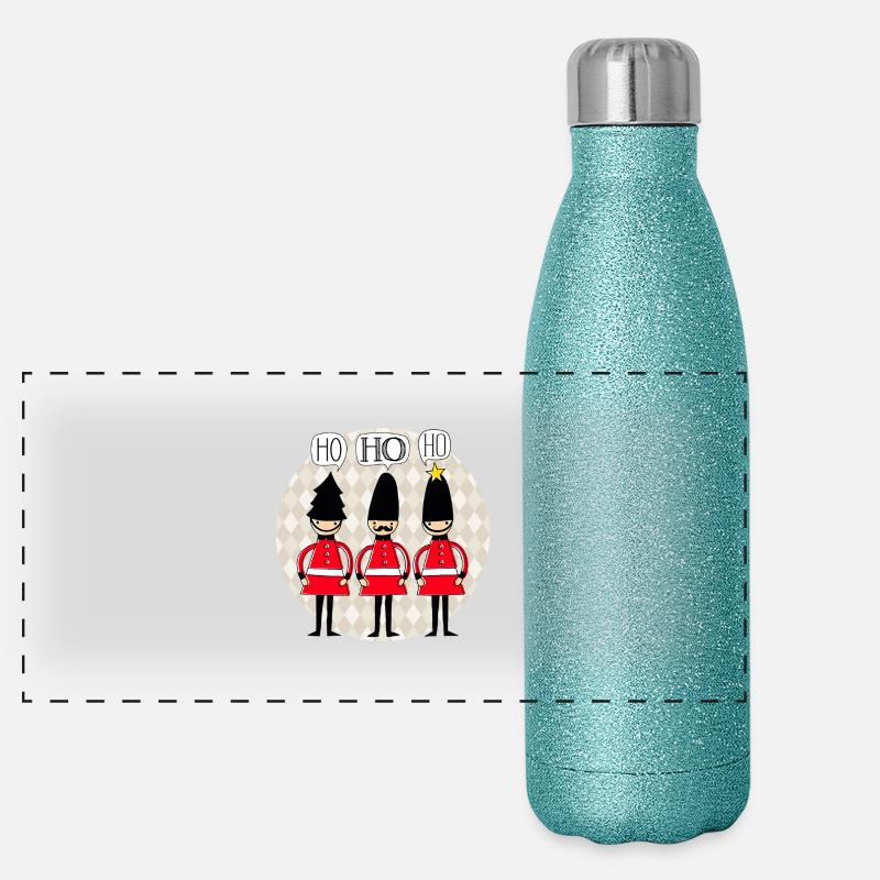 Xmas - Santa Claus - Santa Claus - Winter - DD - Panoramic Glitter Thermal Bottle 500 ml - blue glitter