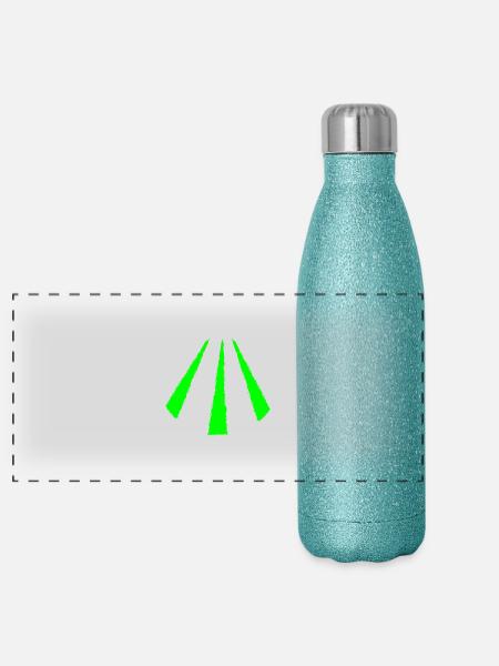 Symbole celtique Awen vert - Gourde isotherme panoramique pailletée 500 ml - paillettes bleues - Devant