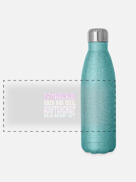 Masterchief Pfarrerin - Panorama Glitzer Isolierflasche 500 ml - Blau Glitzer - Vorne