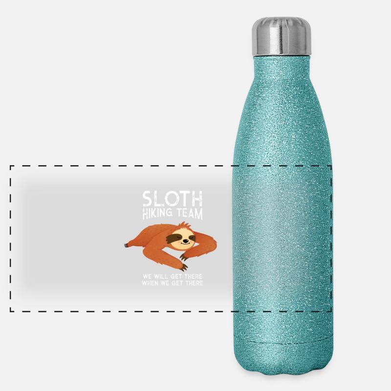 Sloth Hiking Team, Hiking, Mountain Panorama Glitzer Isolierflasche 500 ml