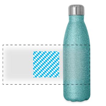 Bayern Bayrisch Bayern Flagge Rauten Karo - Panorama Glitzer Isolierflasche 500 ml - Blau Glitzer - Vorne