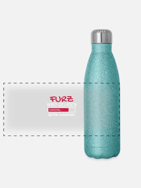 Furz wird geladen - Panorama Glitzer Isolierflasche 500 ml - Blau Glitzer - Vorne