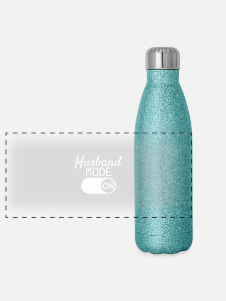 Ehemann - Panorama Glitzer Isolierflasche 500 ml - Blau Glitzer - Vorne