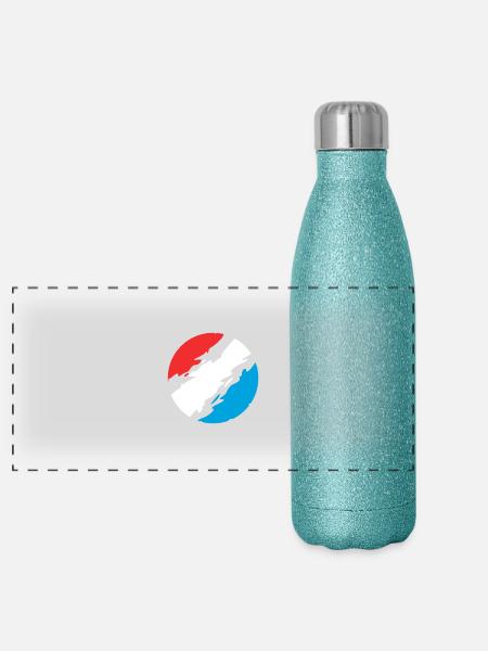 Luxembourg Couleurs drapeau drapeau - Gourde isotherme panoramique pailletée 500 ml - paillettes bleues - Devant