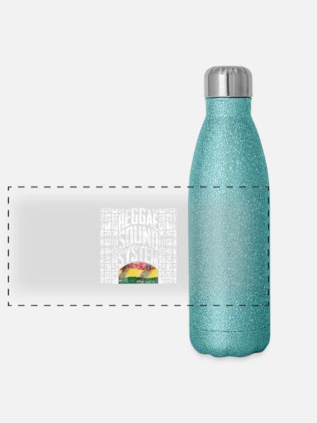 système de musique reggae - Gourde isotherme panoramique pailletée 500 ml - paillettes bleues - Devant