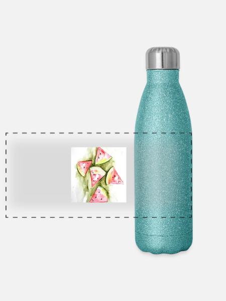 Wassermelonen - Panorama Glitzer Isolierflasche 500 ml - Blau Glitzer - Vorne