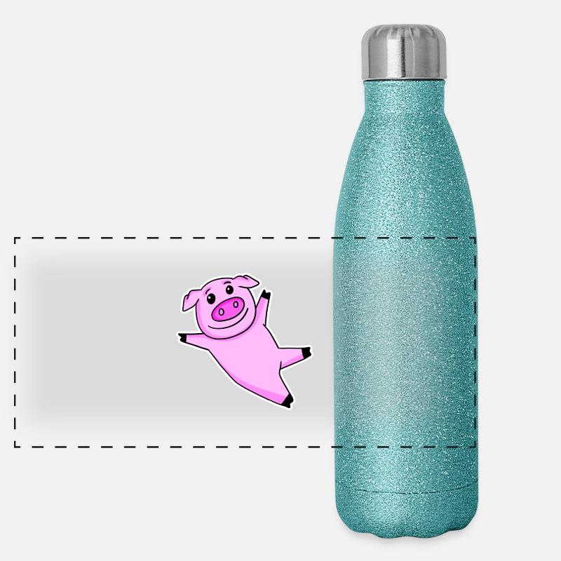 Schwein Niedlich Panorama Glitzer Isolierflasche 500 ml