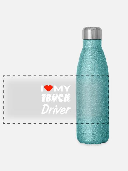 Camion - Gourde isotherme panoramique pailletée 500 ml - paillettes bleues - Devant
