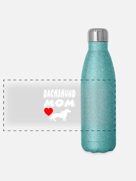 Dackel - Panorama Glitzer Isolierflasche 500 ml - Blau Glitzer