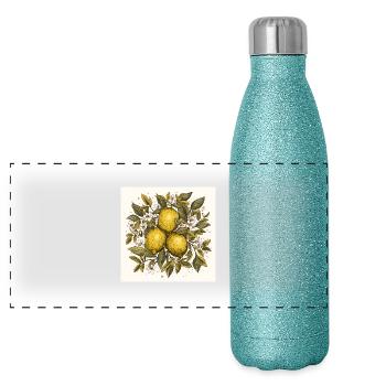 Lemons - Panoramic Glitter Thermal Bottle 500 ml - blue glitter - Front