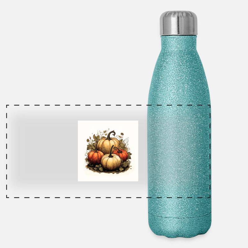 Kürbisse Halloween Panorama Glitzer Isolierflasche 500 ml
