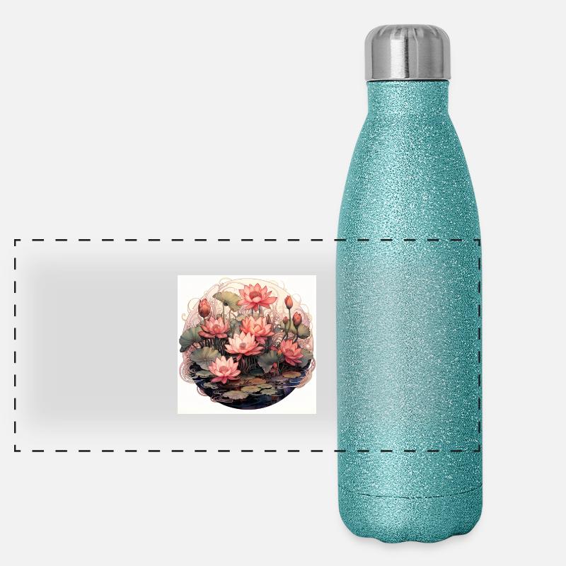 Water lilies, water lilies Panoramic Glitter Thermal Bottle 500 ml