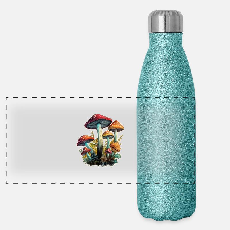 Mushrooms Toadstools Panoramic Glitter Thermal Bottle 500 ml