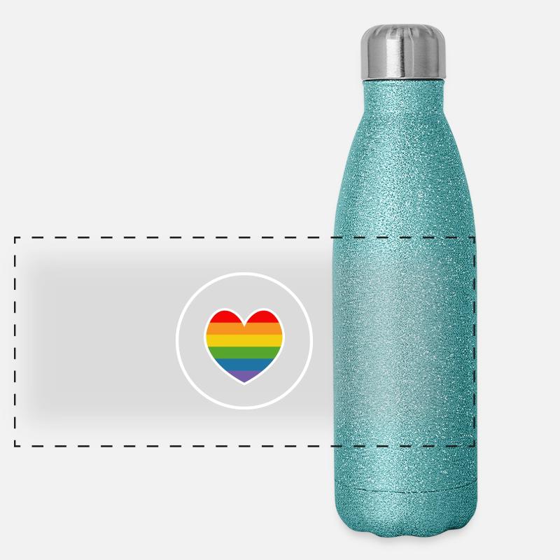 LGBT T-Shirt QUEER HERZ round white Panorama Glitzer Isolierflasche 500 ml