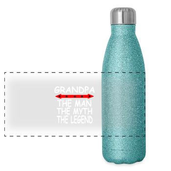 Grandfather - Panoramic Glitter Thermal Bottle 500 ml - blue glitter - Front