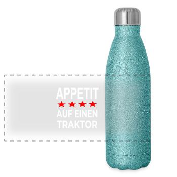 Traktor - Panorama Glitzer Isolierflasche 500 ml - Blau Glitzer - Vorne