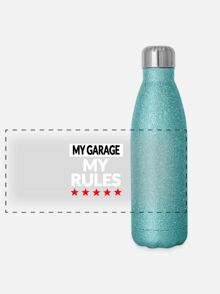 Garage - Panorama Glitzer Isolierflasche 500 ml - Blau Glitzer - Vorne