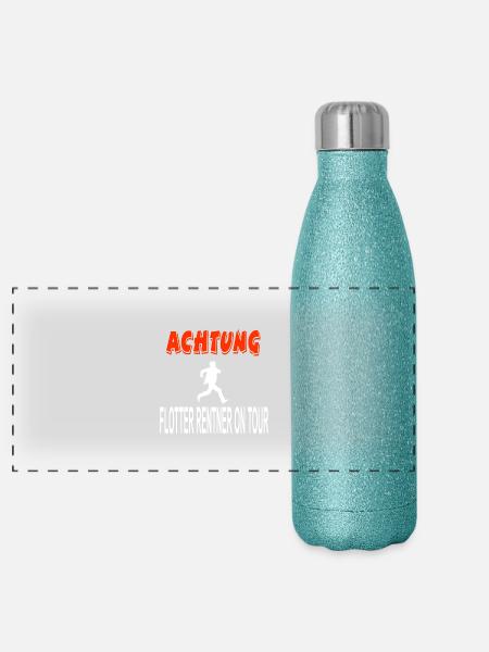 Rentner - Panorama Glitzer Isolierflasche 500 ml - Blau Glitzer - Vorne