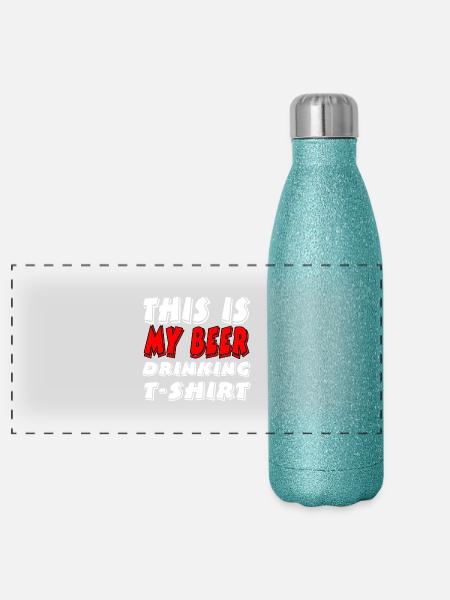 Bier - Panorama Glitzer Isolierflasche 500 ml - Blau Glitzer - Vorne