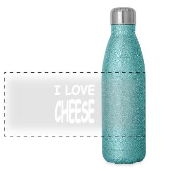 Cheese - Panoramic Glitter Thermal Bottle 500 ml - blue glitter - Front