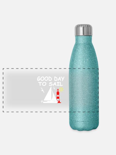 Voile - Gourde isotherme panoramique pailletée 500 ml - paillettes bleues