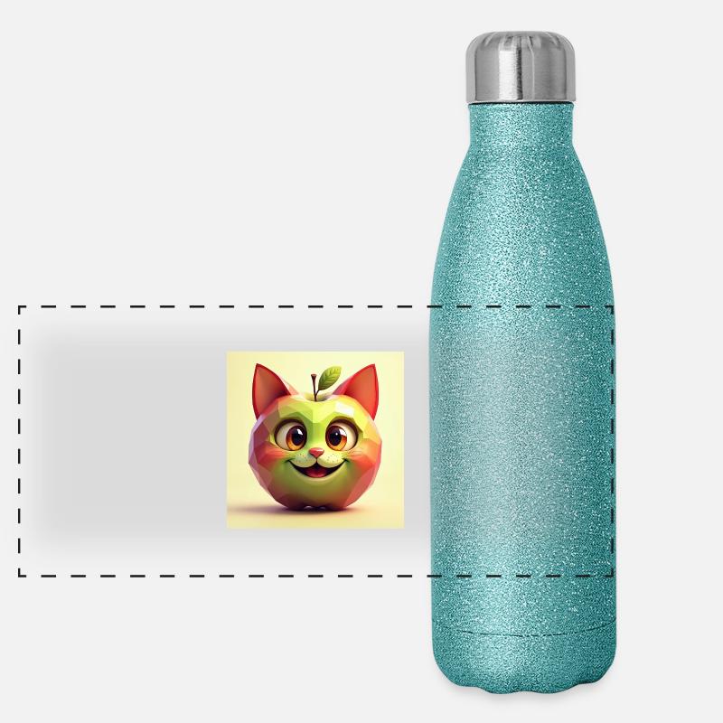 Katze Apfel Panorama Glitzer Isolierflasche 500 ml